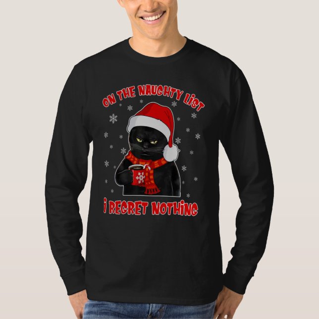 Camiseta Black Cat Regret Nothing On The Naughty List (Anverso)
