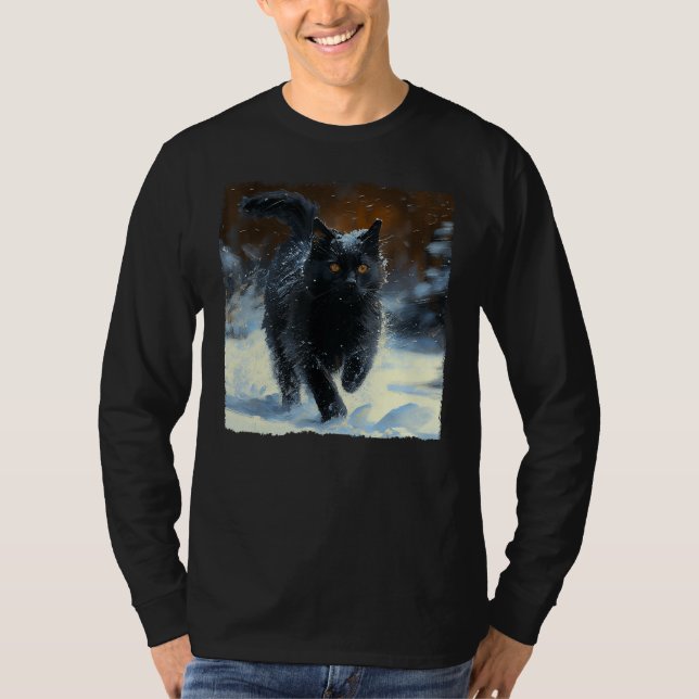 Camiseta Black Cat Running Snow (Anverso)