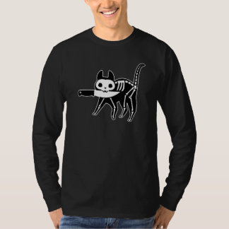 Camiseta Black Cat Skeleton Murderous Cat With Knife Cat Wh