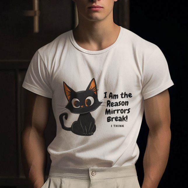 Camiseta Black Cat smiling piensa que rompe los espejos (Subido por el creador)