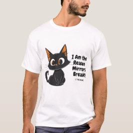 Camiseta Black Cat smiling piensa que rompe los espejos