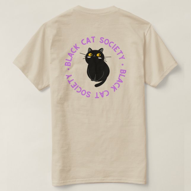 Camiseta Black Cat Society en Purple (Reverso del diseño)