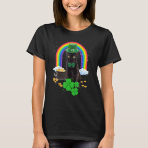 Camiseta Black Cat St Patricks Day Leprechaun Costume Shamr