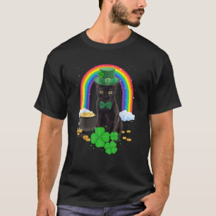 Camiseta Black Cat St Patricks Day Leprechaun Costume Shamr