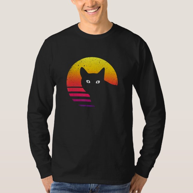 Camiseta Black Cat Sunset Kitten Kitty Propietario Vintage (Anverso)