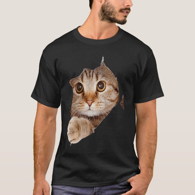Camiseta Black Cat Torn Cloth Cat  Cat Mom Kitten (Anverso)