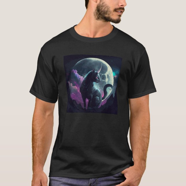 Camiseta Black Cat Unicorn Moon (Anverso)