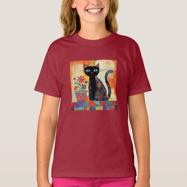 Camiseta Black Cat Whimsical Artwork (Anverso)