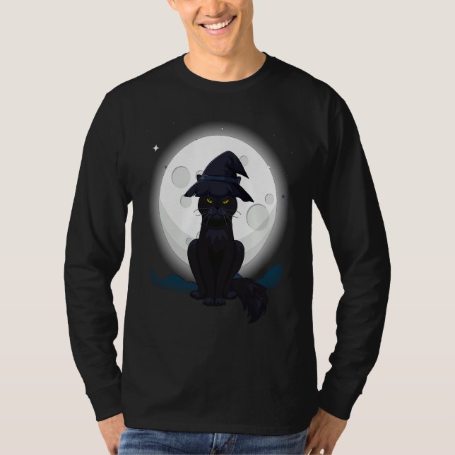 Camiseta Black Cat Witch Hat Costume (Anverso)