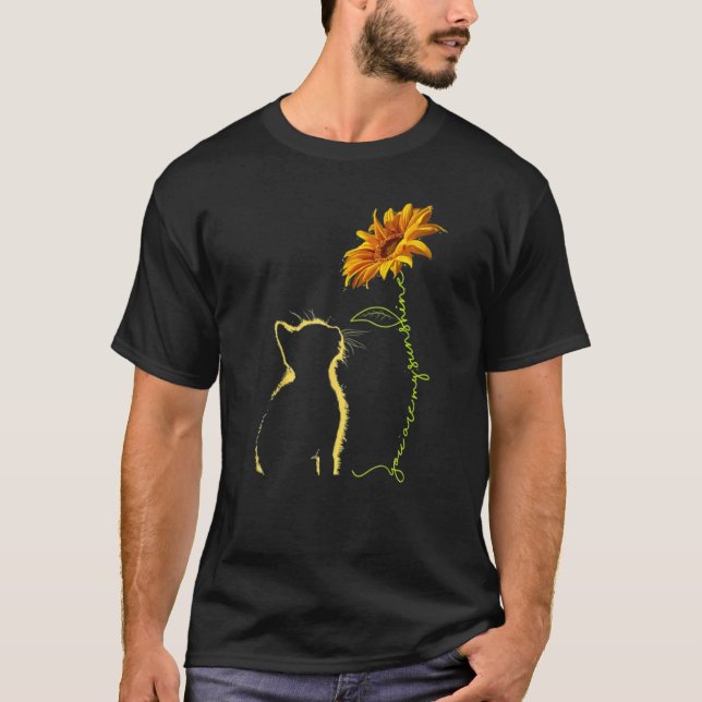 Camiseta Black Cat with Sunflower  Cat ' (Anverso)