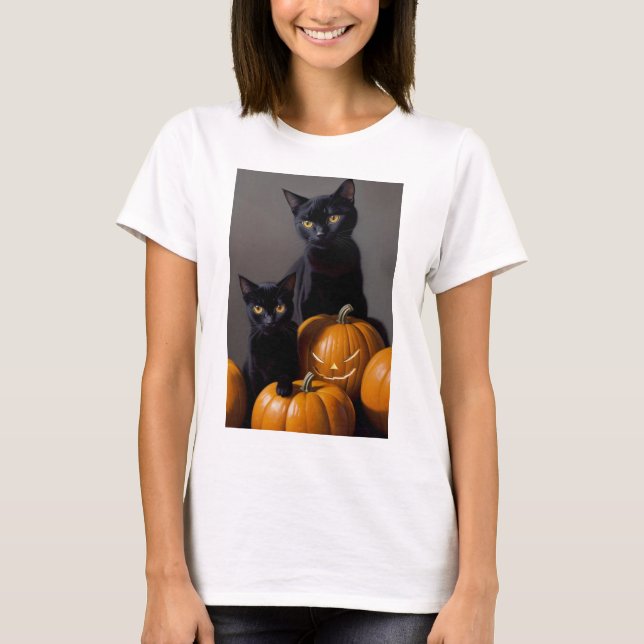 Camiseta Black Cats and Pumpkins (Anverso)