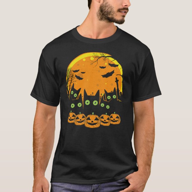 Camiseta Black Cats Full Moon Halloween Animal Pet Men Wome (Anverso)