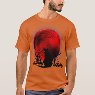 Camiseta Black Cats Moon Pumpkin Funny Halloween Horror Gif