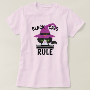 Camiseta Black Cats Rule Witch Funny Halloween Tee