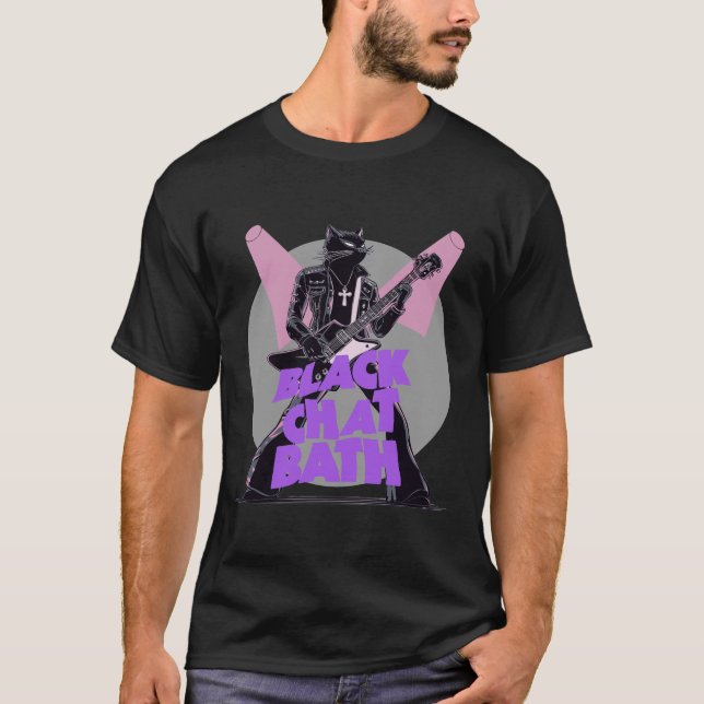 Camiseta BLACK CHAT BATH - chat rock et humour metal (Anverso)