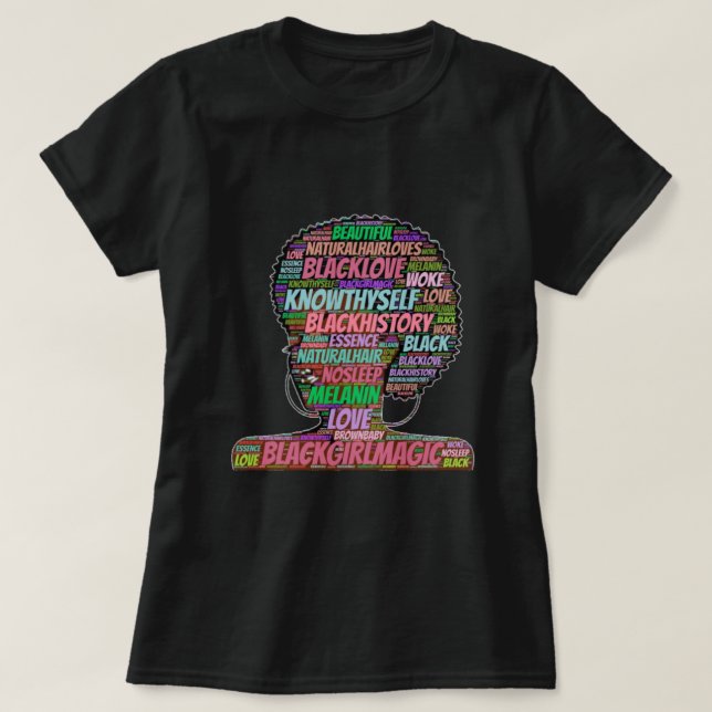 Camiseta Black Chica Magic Word Cloud T-Shirt (Diseño del anverso)