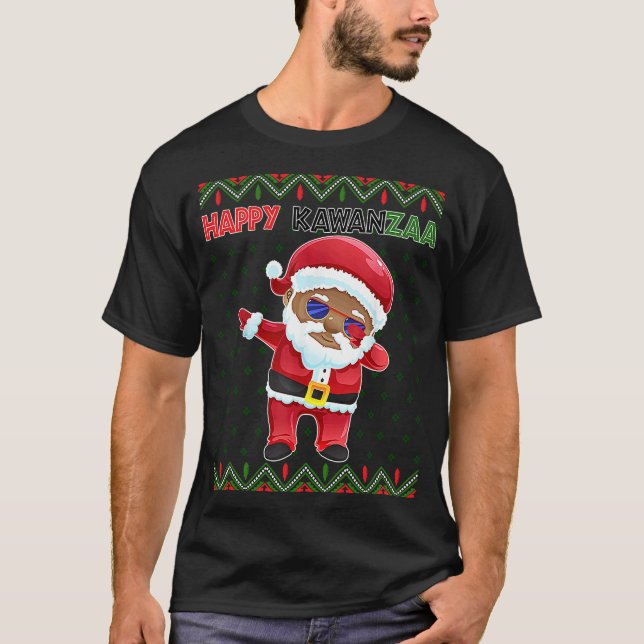 Camiseta Black Christmas Happy Ugly Kwanzaa Merry African H (Anverso)