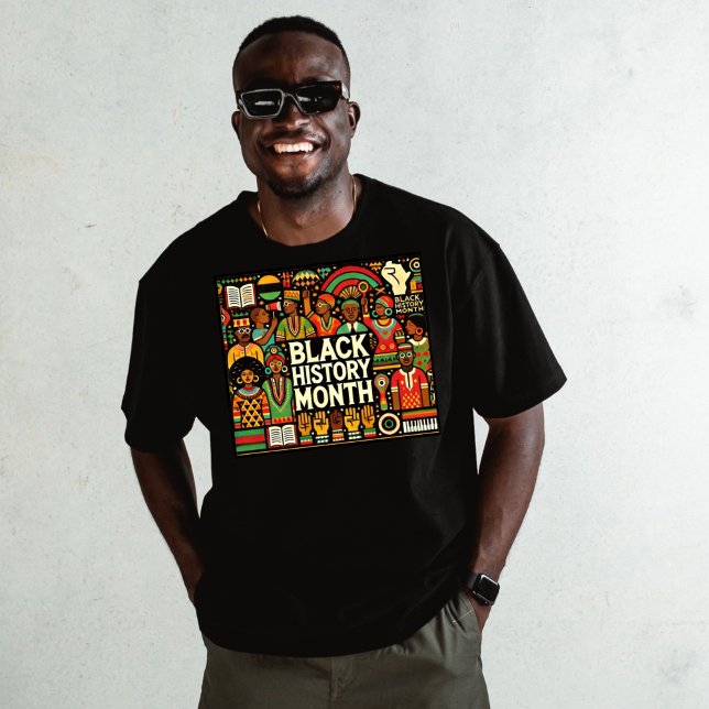 Camiseta Black Colorful Afro Culture Graphics (Colorful Afro Culture Black Men's T-shirt )