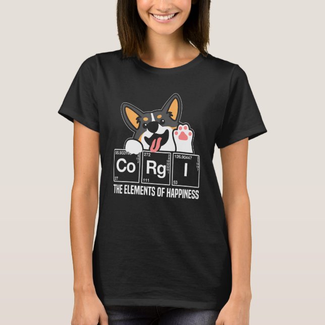 Camiseta Black Corgi Periodic Table Chemistry Science Teach (Anverso)