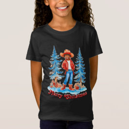 Camiseta Black Cowgirl Winter Scene Feliz Navidad