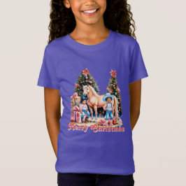 Camiseta Black Cowgirl Winter Scene Horse Merry Christmas