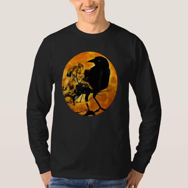 Camiseta Black Crow Raven Bird & Specter Against Orange Ful (Anverso)