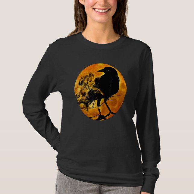 Camiseta Black Crow Raven Bird & Specter Against Orange Ful (Anverso)