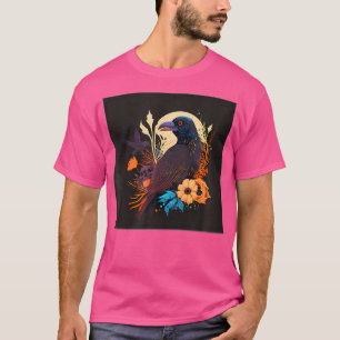 Camiseta Black Crow Raven Skull Moon Floral Bird Wicca Wicc