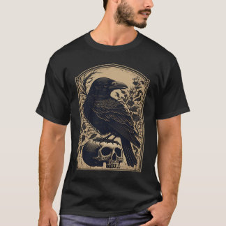 Camiseta Black Crow Raven Skull Viking Norse Occult Gothic