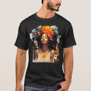 Camiseta Black Curly Melanin Graffiti Art Style Womens Prin