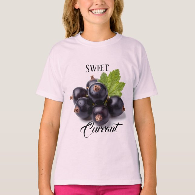 Camiseta Black Currants With Water Drops & Green Leaf (Anverso)