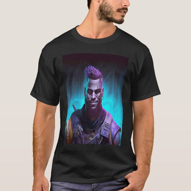 Camiseta Black Cyberpunk Warrior (Anverso)