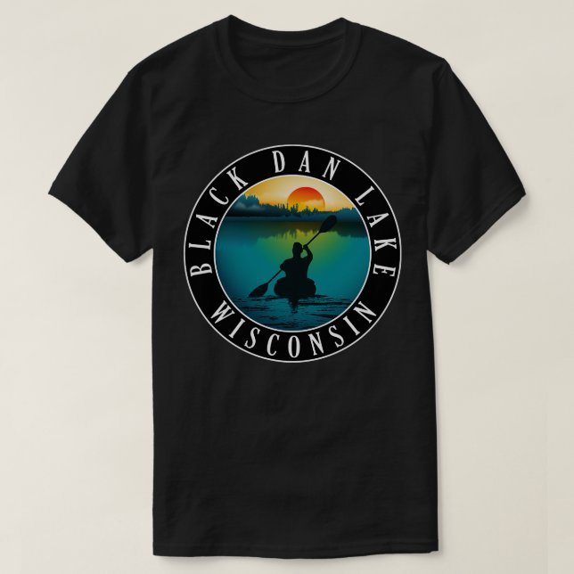 Camiseta Black Dan Lake Wisconsin Kayaking (Diseño del anverso)