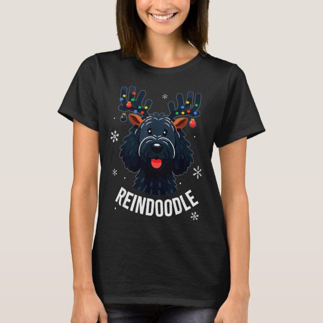 Camiseta Black Doodle Dog Reindoodle Reindeer Doodle Christ (Anverso)