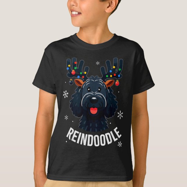 Camiseta Black Doodle Dog Reindoodle Reindeer Doodle Christ (Anverso)