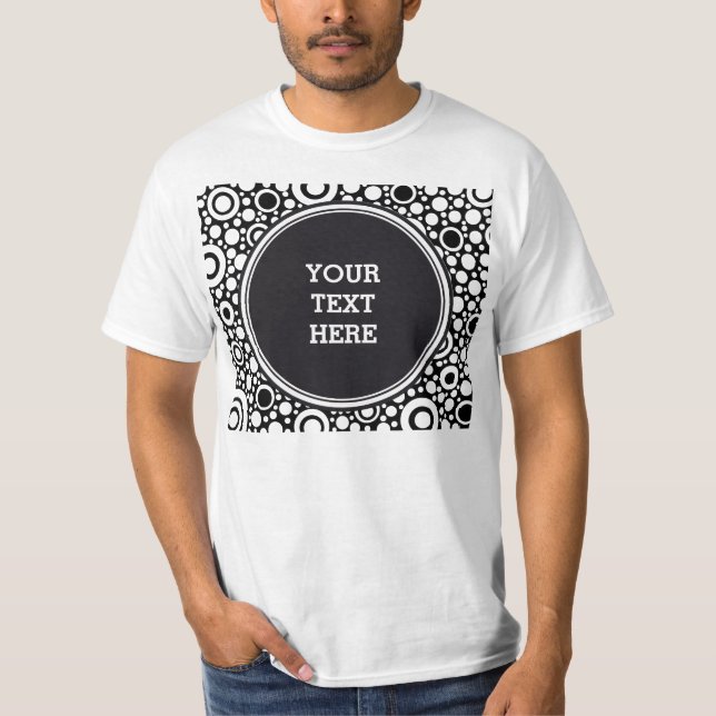 Camiseta Black Dots & Circles Grid + tu trasero. y texto (Anverso)