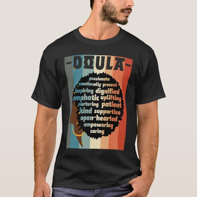 Camiseta Black Doula Melanin Doula Afro Hair Black History  (Anverso)