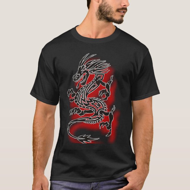 Camiseta Black dragon tattoo with red shadow (Anverso)