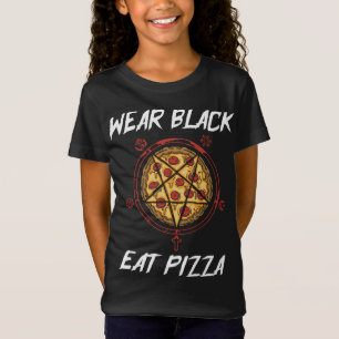 Camiseta Black Eat Pizza Pentagram Triangle - Divertido ocu