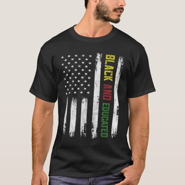 Camiseta Black Educated American Flag Apparel Black History (Anverso)