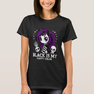 Camiseta Black es mi color feliz Unicornio Gótico Emo