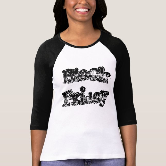 Camiseta Black Friday Ladies 3/4 Sleeve Raglan Blanco/Negro (Anverso)