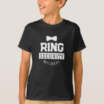 Camiseta Black Funny Ring Security Wedding Favor Kid<br><div class="desc">¡Esta linda camiseta de boda es el regalo perfecto para tu seguridad de anillo en tu día de boda! Incluye un ilustracion de corbata de arco con la leyenda "Ring Security". Este pin se puede personalizar fácilmente con su nombre.</div>