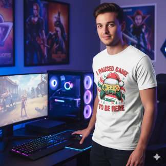 Camiseta Black Gamer Santa Hat Christmas Controller Holiday