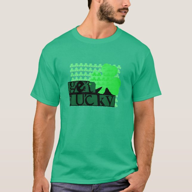 Camiseta Black Get Lucky Clover St Patrick Green Men Tee (Anverso)
