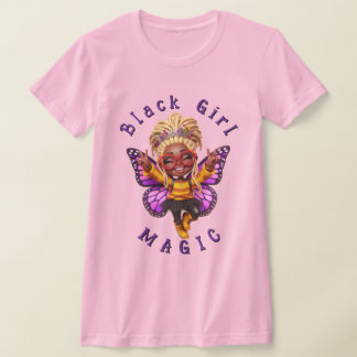 Camiseta Black Girl Magic Butterfly Fairy Pink T-Shirt