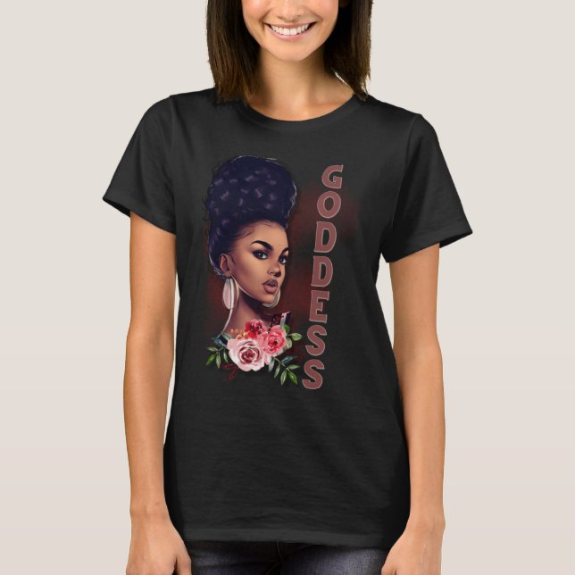 Camiseta Black Girl Magic Goddess Afro Girl Faith God Stron (Anverso)