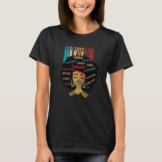 Camiseta Black Girl Says I Am Black Melanin History Month P (Anverso)