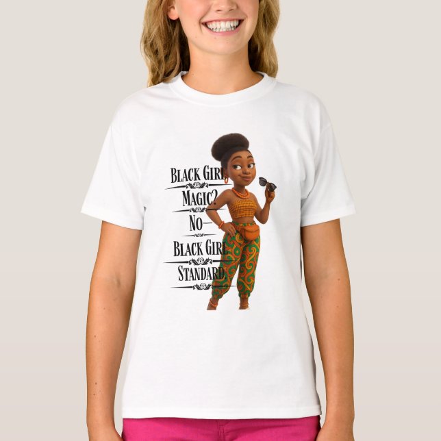 Camiseta Black Girl Standard,Afro Modern,Pixarstyle 3d (Anverso)