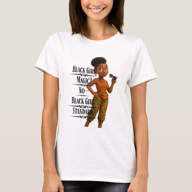 Camiseta Black Girl Standard,Afro Modern,Pixarstyle 3d (Anverso)